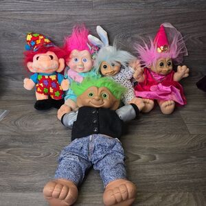 Troll Dolls Lot 5 XL 15 in 10 in‎ Plush Russ Treasure Troll Mixed Lot Kidz READ